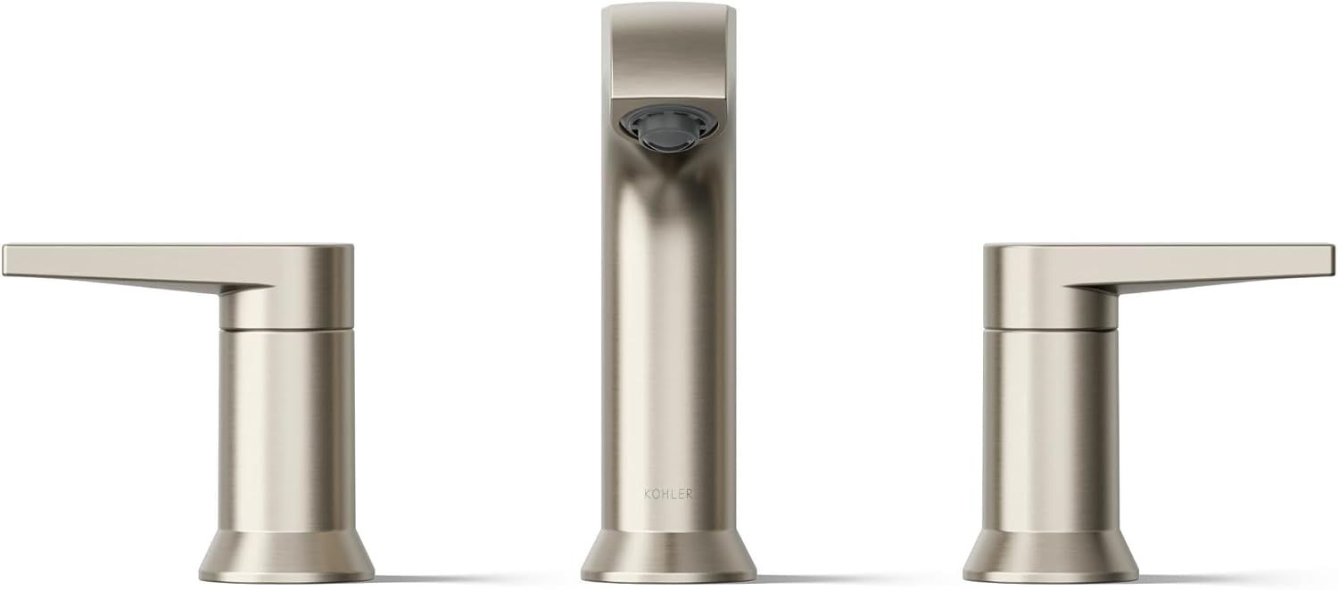 Kohler K-37893-4-BN Hint® Widespread Bathroom Sink Faucet, Bathroom Faucets, 1.2 GPM, Vibrant Brushed Nickel