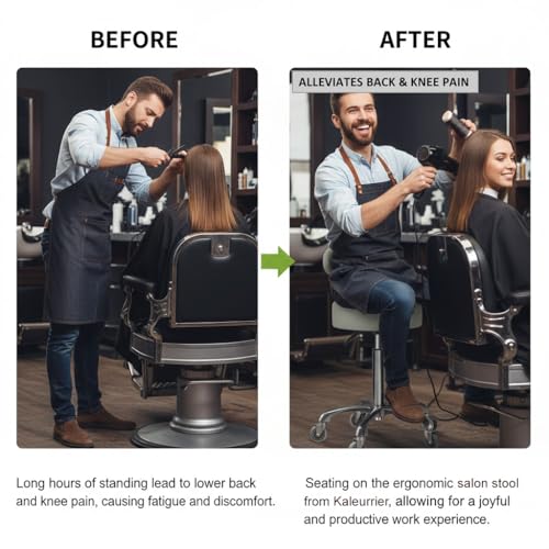 Image of Kaleurrier Swivel Stool Chair Adjustable Height,Heavy Duty Hydraulic Rolling Metal Stool for Kitchen Salon Bar Office Drafting Massage Garage Shop (with Back Rest) (Grey)