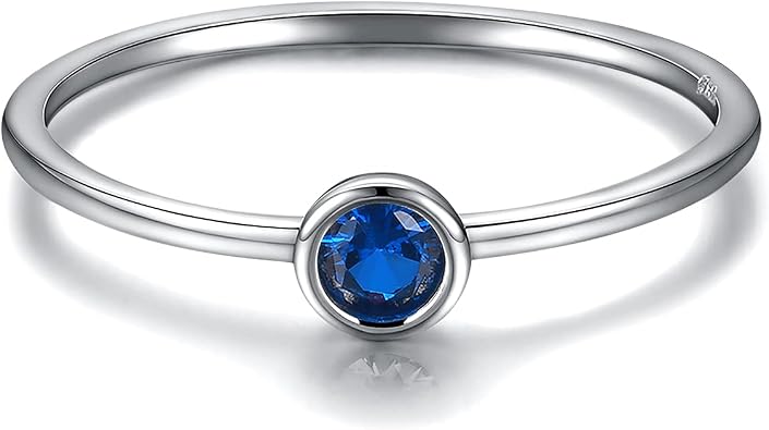 Sariel Simple Birthstone Rings for Women Family Jewelry 925 Sterling Silver Colorful Cubic Zirconia Stackable Promise Ring for Her