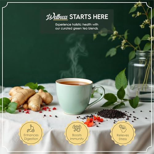 Image of Tea Gift Box Set Combo, 3 Refreshing Flavors, 100g (3.5oz), 50 Tea Bags | Premium & Aromatic Natural Ingredients, Includes English Breakfast, Turmeric Ginger, Sweet Hibiscus Cinnamon Teas, Easy Brew