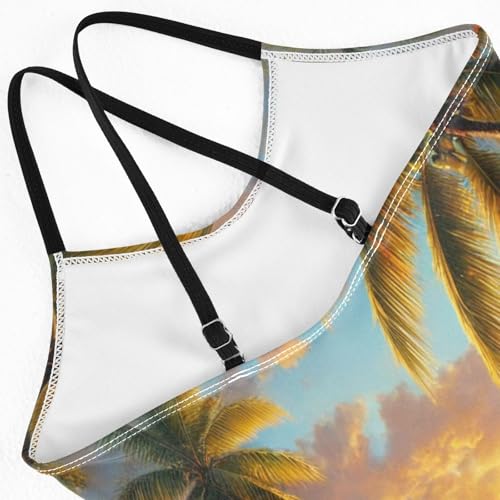 Tropical Beach Sunset Girls Swimsuit Bathing Suit One Piece Swimsuits Summer Beach Swimwear4