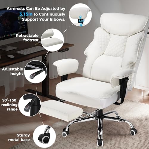 GTRACING Big and Tall Office Chair 400LBS Wide Ergonomic Gaming Chair with Deluxe Embossing Designed Leather with Foot Rest,150°Reclining Adjustable Soft Armrests Pocket Spring Back Support and Pillow