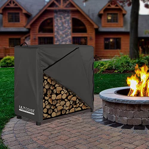 Ultcover Waterproof Firewood Racks Cover 4 Feet Heavy Duty Outdoor Logs Holder Stand Cover, Black #TOP5