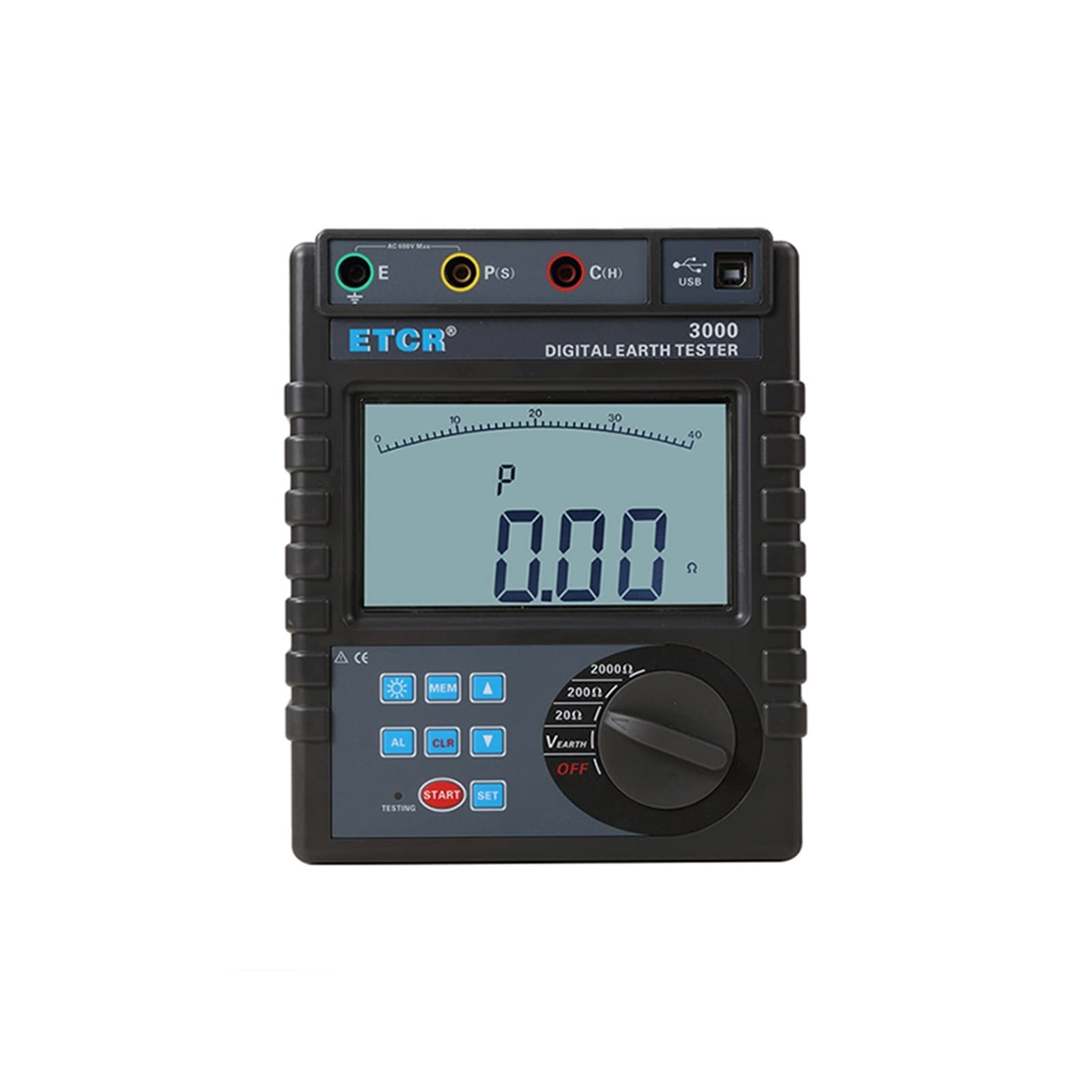 ETCR3000 Montage numérique Multimètre 0,01 ohm ~ 2000 ohm Tester électrique de discours de résistance de terre numérique de 2000 ohm