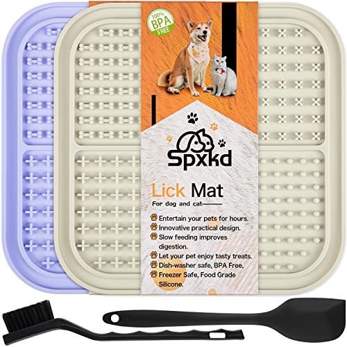 Licking Mat For Dogs And Cats 2Pcs Slow Feeder Lick Pad With Suction Cups For Dog Anxiety Relief Cat Lick Pad For Boredom Reducer Dog Treat Mat Food Treats Pets Bathing Grooming Training Calming Mat #TOP1