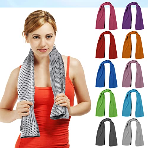 20 Pack Cooling Towels For Neck And Face (11.8" X 31.5"), Microfiber Ice Towel Breathable Soft Cooling Towels Bulk Chilly Towel For Athletes, Hot Weather, Yoga, Gym, Workout, Fitness, Camping #TOP6