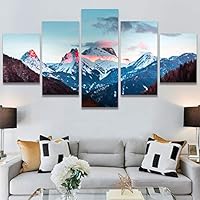 SIGNWIN 5 Panel Canvas Wall Art Landscape Mountain for Home Decorations Ready to Hang - 60