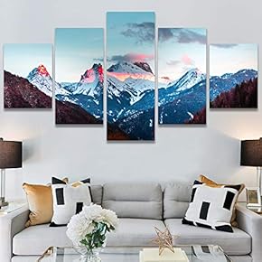 SIGNWIN 5 Panel Canvas Wall Art Landscape Mountain...