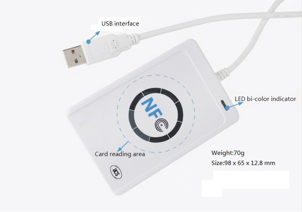 Image secondaire de Lianshi Lecteur de Carte à Puce sans Contact NFC ACR122U Writer/USB + SDK + Carte à Puce