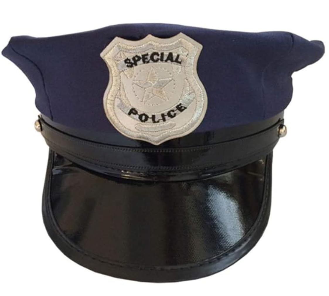 Unisex freesize Blue Police officer cop Halloween costume hat for adults and kids