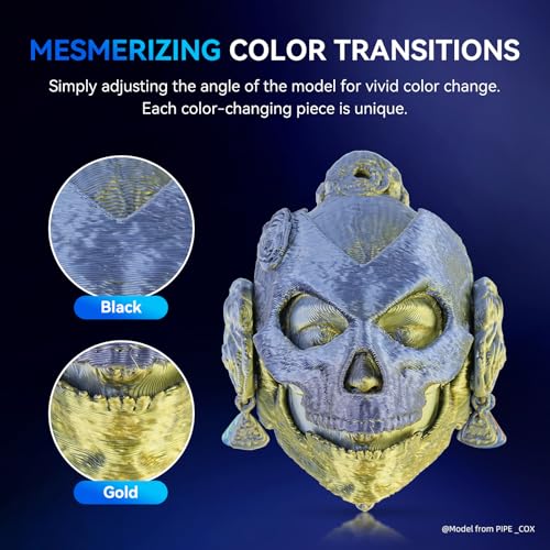 Image of JAYO Silk Dual Color PLA Filament 1.75mm Black-Gold 1.1kg, Shiny Gradient Dual-Tone PLA, High Gloss Finish, Easy to Print, Layer Concealing, Fits for Most FDM 3D Printers