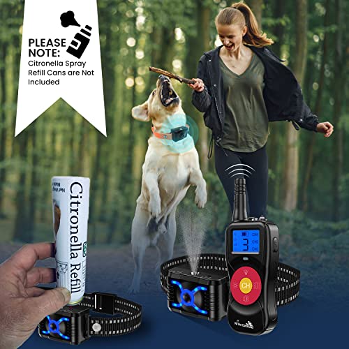 My Pet Command 2600 Ft Range (0.5 Mile) 4-1 Citronella Dog Training Collar With Remote, Spray,Vibrate,Tone And Night Light Functions Safe, Humane, No Shock Waterproof Rechargeable Add Up To 3 Collars #TOP5