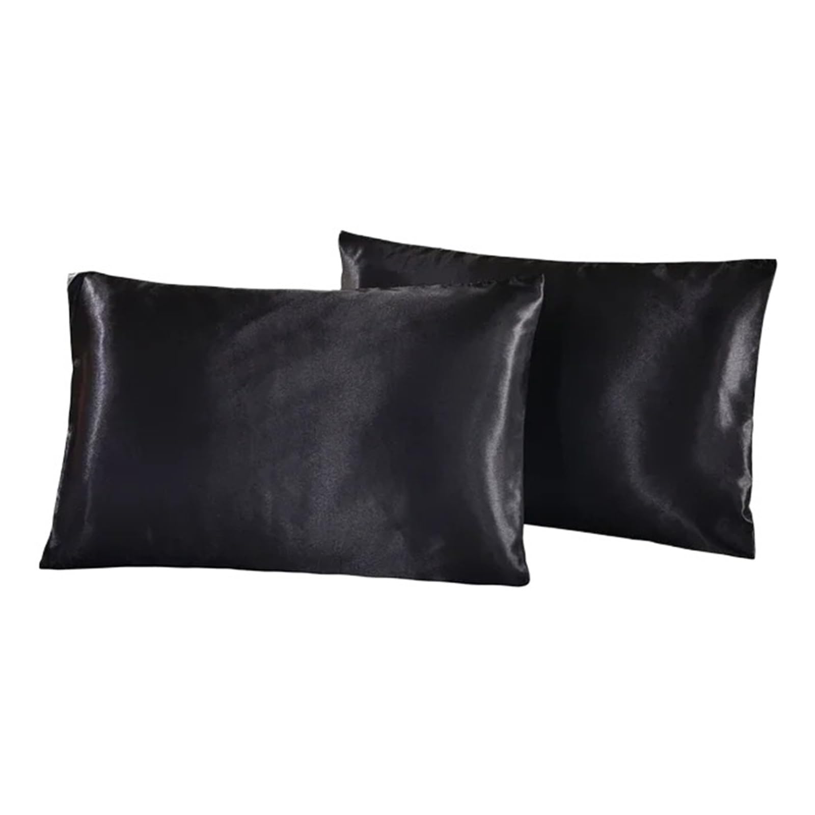 Silky Pillow Covers, Queen Satin Silk Pillowcase Multicolor 20x30 Inches(Black)