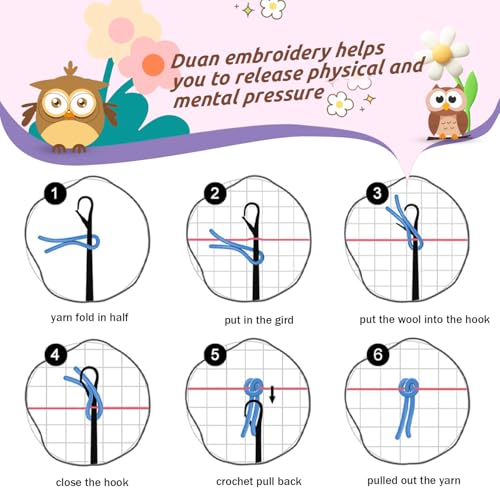 Image of Numptain Latch Hook Kits for Adults,DIY Throw Pillow Cover Flower Pattern Color Printed Canvas,Latch Hook Kits for Beginners Handmade Needlework Crafts Home Decoration,17 inchx17 inch