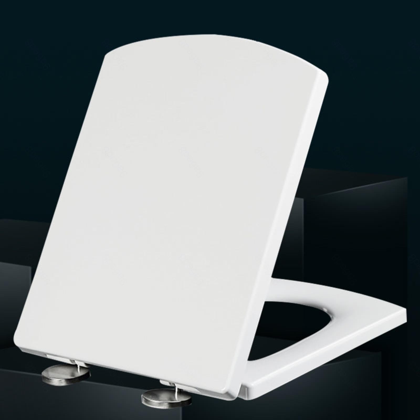 Sedile WC in plastica, chiusura rallentata, resistente, con cerniere rallentate, coperchio di fissaggio superiore, misura regolabile