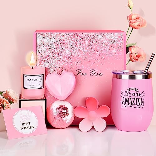 HABIZIYA Birthday Gifts for Women, Gift basket for Women, Woman Gift Sets,Spa Care Package,Gifts for Girlfriend Wife Mom Sister Friend Teacher Wine Tumbler