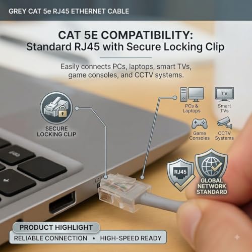 Image of High-Speed 1.5m Ethernet Cable | Reliable Wired Network & Gaming Cord (Pack of 2)
