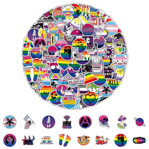 200 Stück LGBTQ+ Pride Autocollants – Stickers arc-en-ciel pour LGBTQ, Trans, Lesbienne, Bi, Pansexuel, Non-binaire – Imperméables et résistants aux UV – Idéal pour la décoration, les accessoires et