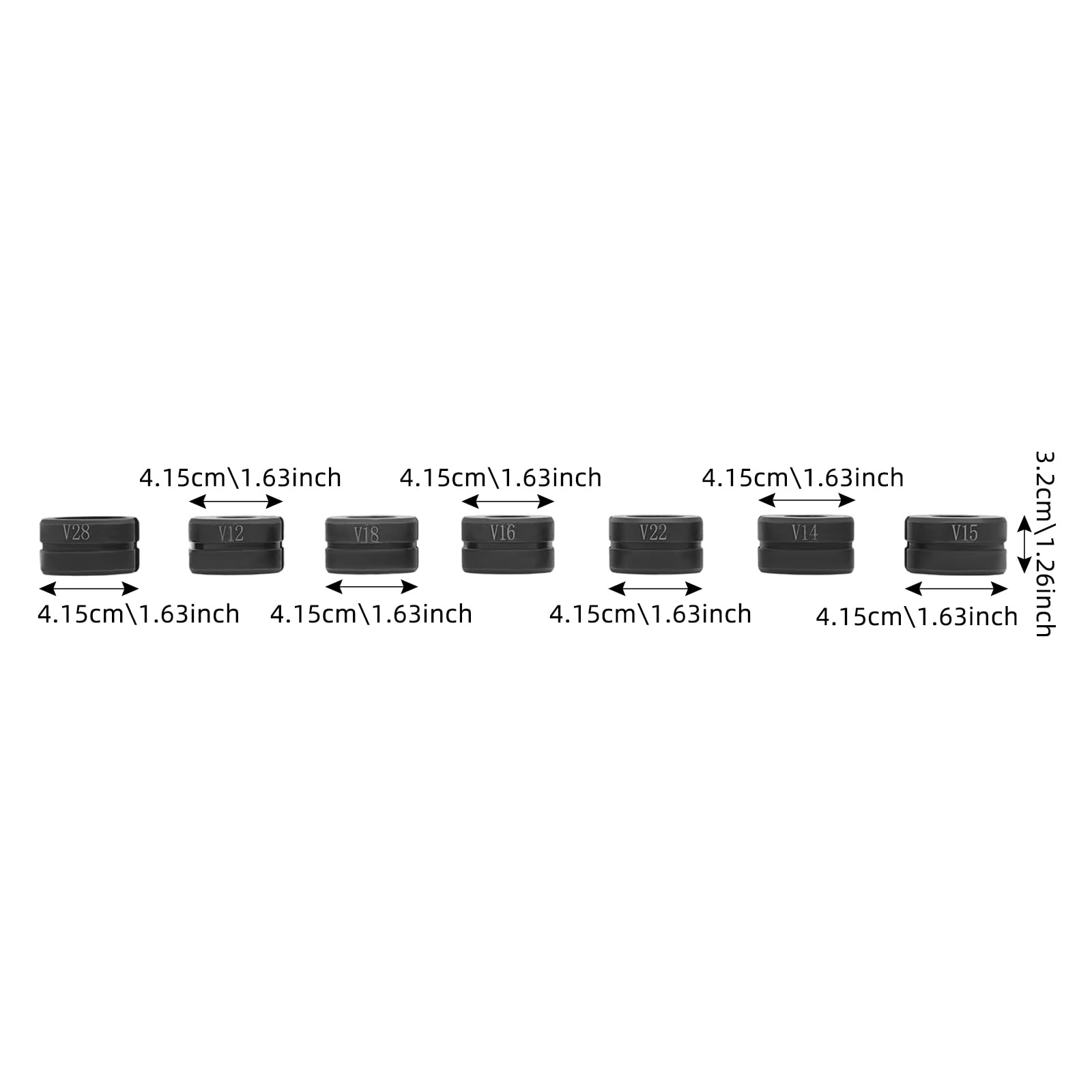 Lot de 7 mâchoires de sertissage pour pince à sertir, profil en V pour V12, V14, V15, V16, V18, V22, V28, pour sertir des tuyaux en cuivre, mâchoires de sertissage de type V