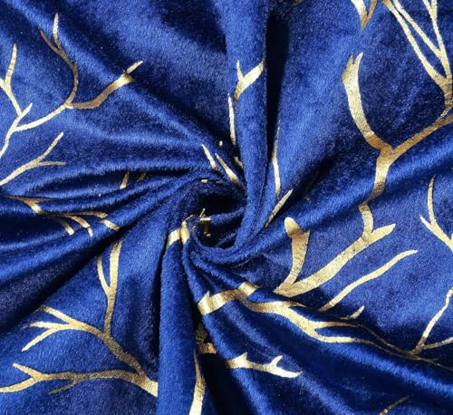 Image of Curtains 9 Feet Long for Living Room - Long Door & Window Curtain Set 1 Pcs Panel, Velvet Blackout & Stylish Parda for Home Decor & Office Blue Colour 9 feet -1 pcs