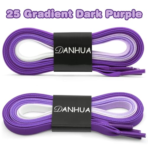 Image of Flat Colorful Shoelaces Gradient Rainbow Shoe Lace Shoestring 2 Pair