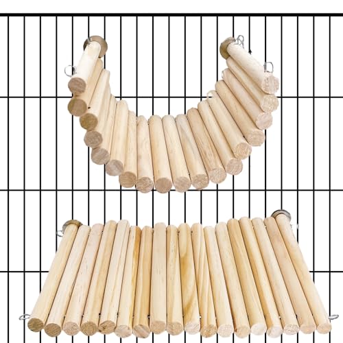 Image of 2Pcs Chinchilla Wood Ledge Hamster Wooden Flexible Platform Perch Climbing Toys Cage Accessories for Rat Mouse Sugar Glider Small Animal