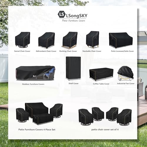 LSongSKY Adirondack Chair Covers 2 Pack,Waterproof Heavy Duty Outdoor Chair Covers,Adirondack Patio Chair Covers for Outdoor Furniture,(33W x 35 D x 36 H inches),Black by LSongSKY - Image 2