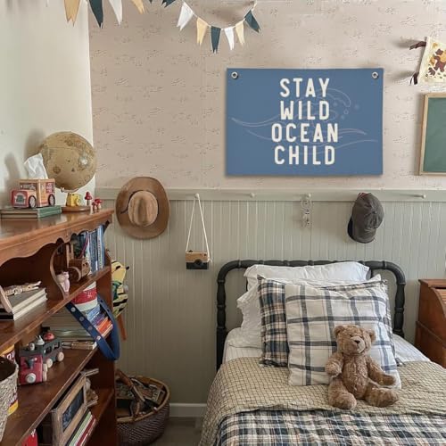 ShowDraven Ocean Classroom Decor, Ocean Rroom Decor Hanging Linen Banner, Boy Nursery Decor, Kids Bathroom Wall Art,Coastal Nursery Decor,20x30 Inch