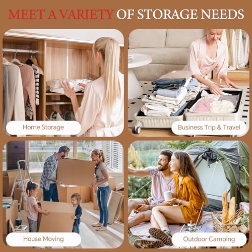 Vacbird Vakuumbeutel für Kleidung mit Kabelloser Vakuumpumpe, 12er-Pack (4 groß, 4 mittelgroß, 4 klein), Wiederverwendbare Vakuumbeutel für Bettdecken, Umzug, Bettwäsche