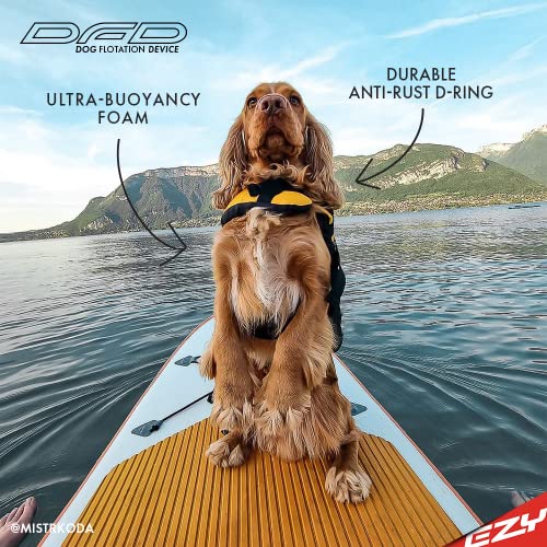 EzyDog Schwimmweste Hund - DFD Hundeschwimmweste - Schwimmwesten für für Kleine, Mittelgroße und Große Hunde - Rettungsweste mit Griff und Reflektoren, Größenverstellbar (XL, Rot)