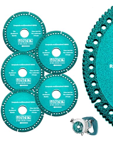 ‎5 Pack 4.5 Inch Indestructible Disc for Grinder, 7/8" Angle Grinder Indestructible Disc 2.0, Ceramic Tile Chamfering Blade, Multi-Purpose Cutting Discm for Stone, Concrete, Metal, Brick (4.5 Inch)