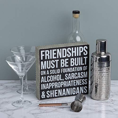 Primitives-by-Kathy-27245-Chevron-Trimmed-Box-Sign-8-x-8-Friendships-Must-Be-Built Primitives by Kathy 27245 Chevron Trimmed Box Sign 8 x 8 Friendships Must Be Built