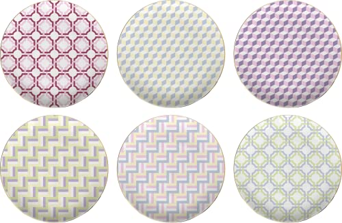 Baci Milano SET 6 PIATTI PIANI CM.21 - FIRENZE PLA3.FIR01-6 DECORI DIVERSI