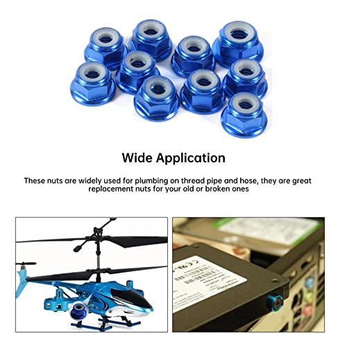 Walfront WALFRONTF4OZ92HRB1 Hex Self Lock Nuts, 10 Pcs M4 Nut Cnc Aluminum Flanged Nylon Lock Nut Self Locking Metal Nuts Royal Blue thumb #2
