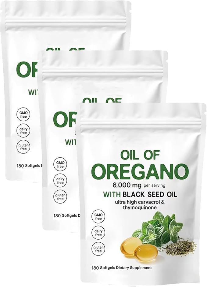 2025 Nuovo olio di origano softgels, olio di origano con 6000mg olio di semi neri, immunità naturale, facile da ingoiare, formula senza glutine, esperienza di benessere migliorato (3)