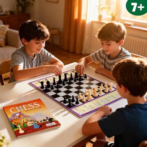 Image of Creative's Children's Chess Game for Kids | Learn Chess Step-by-Step with Illustrated Board & Activity Book | Strategy & Logic Educational Board Game | Ages 7+