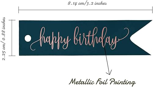 Miniatura 291 de Etiquetas de papel para colgar con texto en inglés «Happy Birthday», 100 unidades Azul,Aqua Blue,Negro -,azul, cerceta (Dark Teal Blue),Rosa