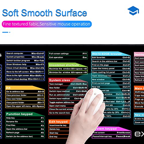 XXL gaming muismat black anti-rafel zachte stoffen extended mousepad rubberen pad mouse mat pc computer accessories antislip gamer-muismat (sneltoets 80 * 30 cm) EXCOVIP 9124 - Afbeelding 8