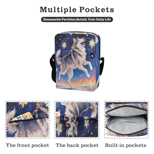 Dancing Siberian Husky Dog Oil Painting messenger bag for women Crossbody Small Bags For Women Womens Cross Body Purse Adjustable Strap for Outdoor Daily outdoor sports2