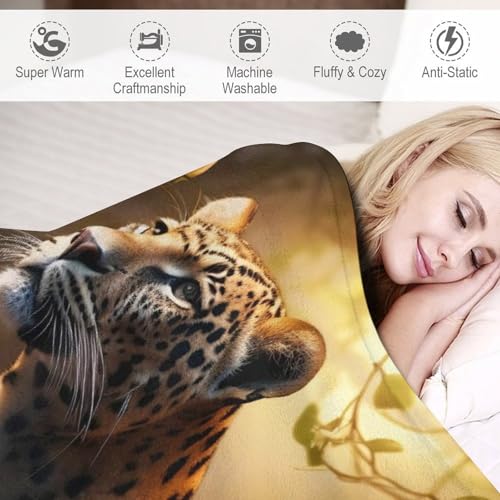 Manta cálida de microfibra de leopardo para tardes de sofá y película en invierno 6