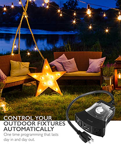 image for Fosmon Outdoor Timer Outlet Waterproof, Outdoor Light Timer for Electr
