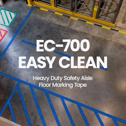 Image of DuraMark EC700 Floor Marking Tape for Concrete and Pavement | Industrial Marking Tape for Warehouses | Long-Lasting | High Durability, Blue, 4 Inches by 36 Feet