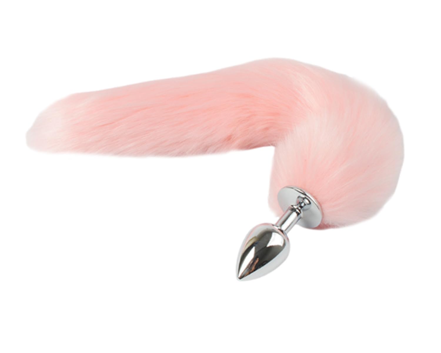 Butt Plug Stainless Steel Anal Plug, Faux Fox Tail Fur Anal Plug Sex Toy, Stainless Steel Butt Plug, with Fox Tail Erotic Fetish,for Couples Women Costume Props (Pink)