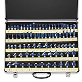 Neiko 10115A Premium Tungsten Carbide Router Bits | 80-Piece Set | Aluminum Storage Case