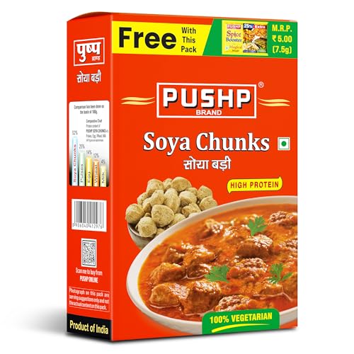 Image of Pushp Brand SOYA Chunks High Protein and Pure Vegetarian, SOYA Wadi (200g Pack of 1)