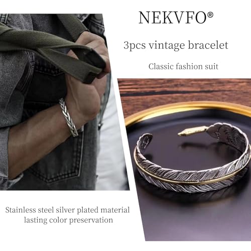 3pcs vintage silver plated bracelet, Angel wings/feathers/twisted woven open bracelet jewelry gift2