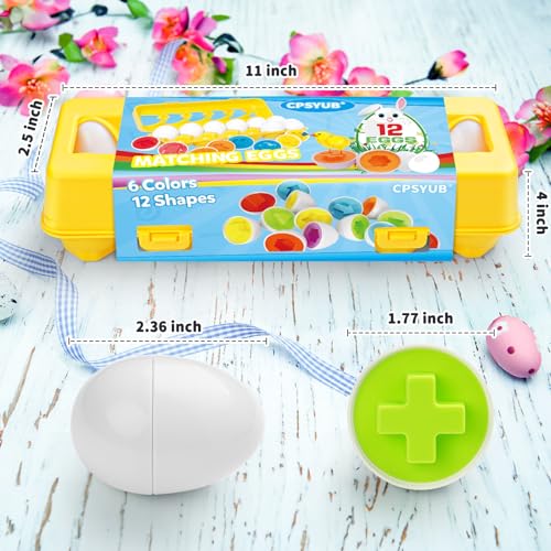 CPSYUB Matching Eggs Toys Color & Shape Recognition Sorter Puzzle, Montessori Toys for Baby Easter Travel Bingo Game, Sensory Early Learning Fine Motor Skills for Year Old Kids - Image 2