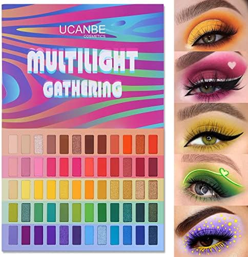 UCANBE Makeup 60 Colors Eyeshadow Palette, Highly Pigmented Rainbow Eye Shadow Palettes Sets, Pro Matte Shimmer Metallic Long Lasting Waterproof Blendable Powder Make Up Pallet Cosmetics Gift Kit