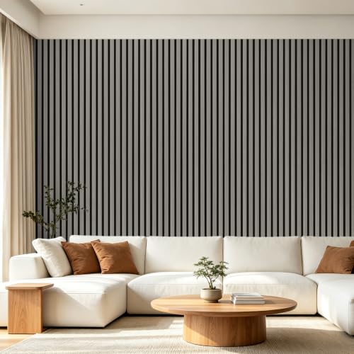 Image of Art3d 6-Piece Wood Acoustic Panels for Noise Reduction, 3D Textured Wall Paneling for Living Room Bedroom TV Background Interior Decor, Grey Oak