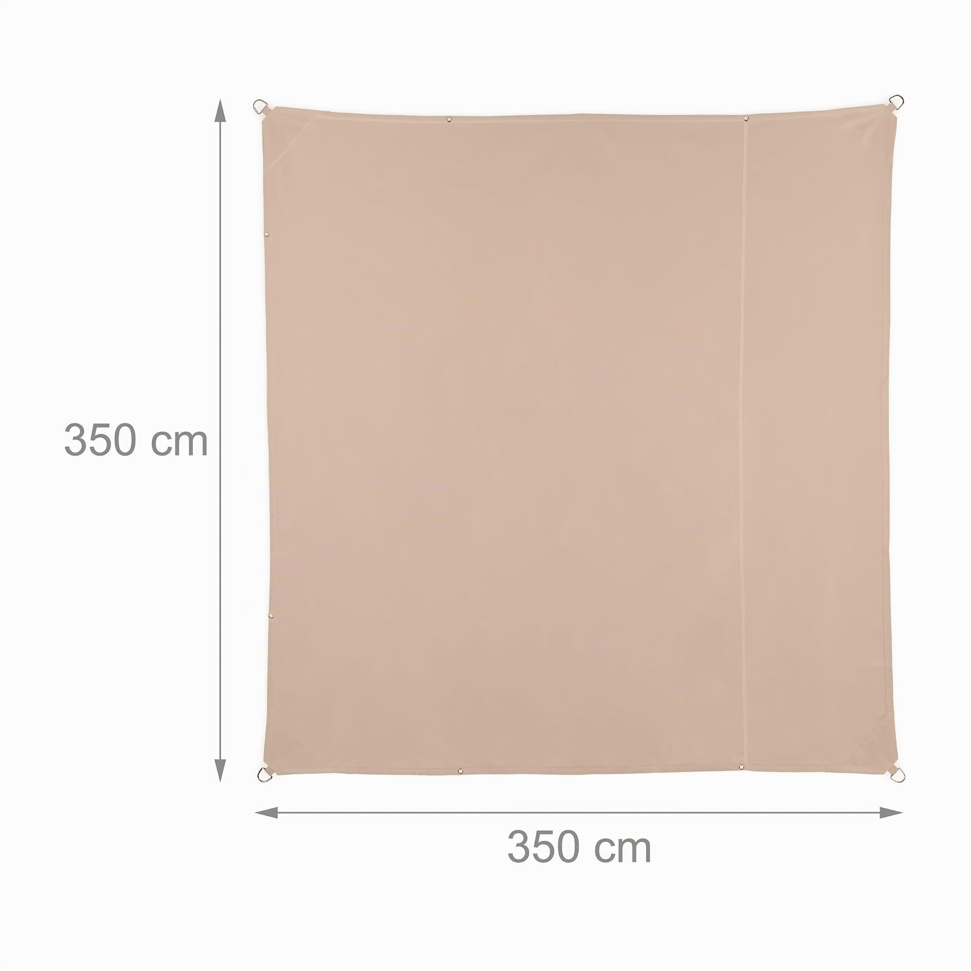 Relaxdays Toldo Vela, 3,5 x 3,5 m, Repelente al Agua, Poliéster, Cuerdas Tensoras, Cuadrado, Jardín, Balcón, Beige